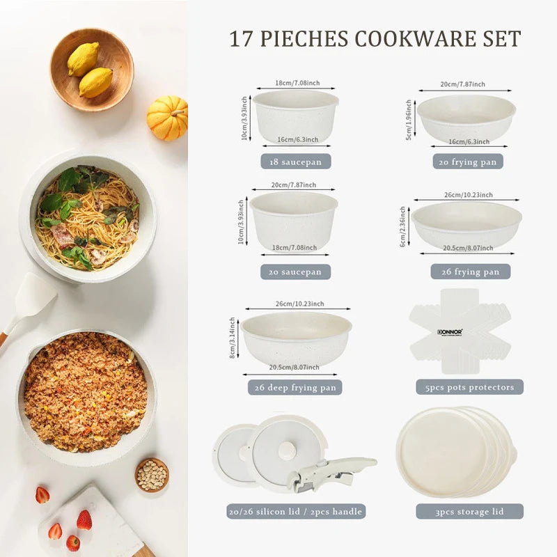 DONNOR Kitchen Pots and Pans Set | Safe Nonstick Kitchen Cookware