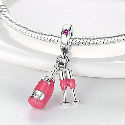 Sterling Silver Pink Charms