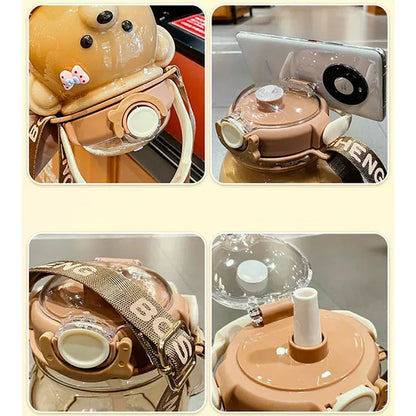 Bear Bounce Straw Water Bottle