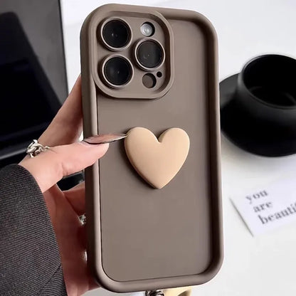 3D Love Heart Silicone Phone Case For iPhone