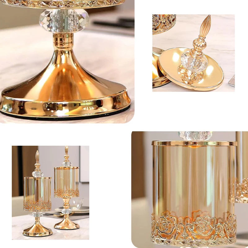 European Luxury Crystal Glass Storage Jar with Lid