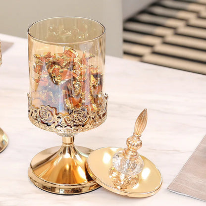 European Luxury Crystal Glass Storage Jar with Lid