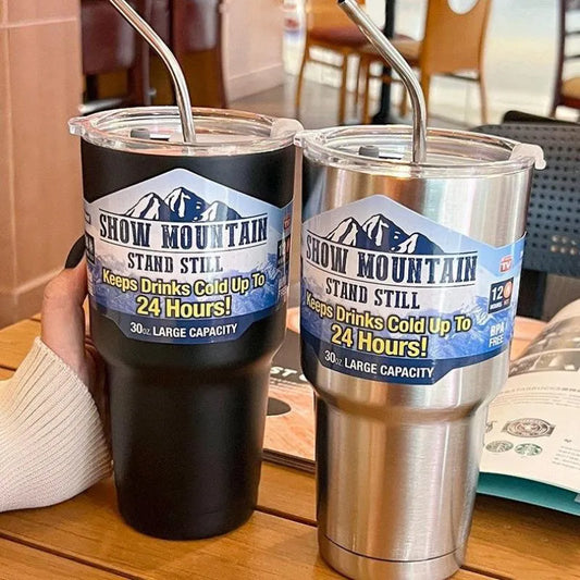 Magic Stainless Steel Freeze Thermos Cup with Straw