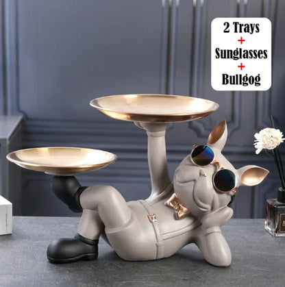 Bulldog Animal Figurines Cool Dog Statue Sculpture