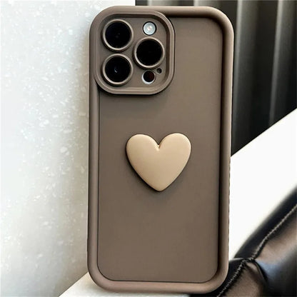 3D Love Heart Silicone Phone Case For iPhone