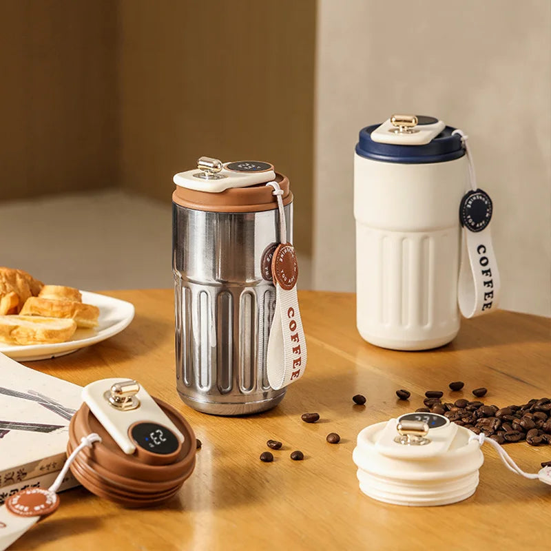 450ml Smart Thermos Bottle Stainless Steel Coffee Mug Led Temperature Display Insulated Cup Portable Vacuum Flasks Thermal Cups - Vanachie Retail